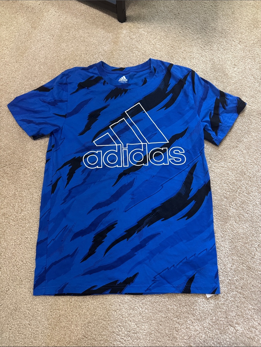 Boy’s adidas Royal Blue Tee with Black Graphic Logo